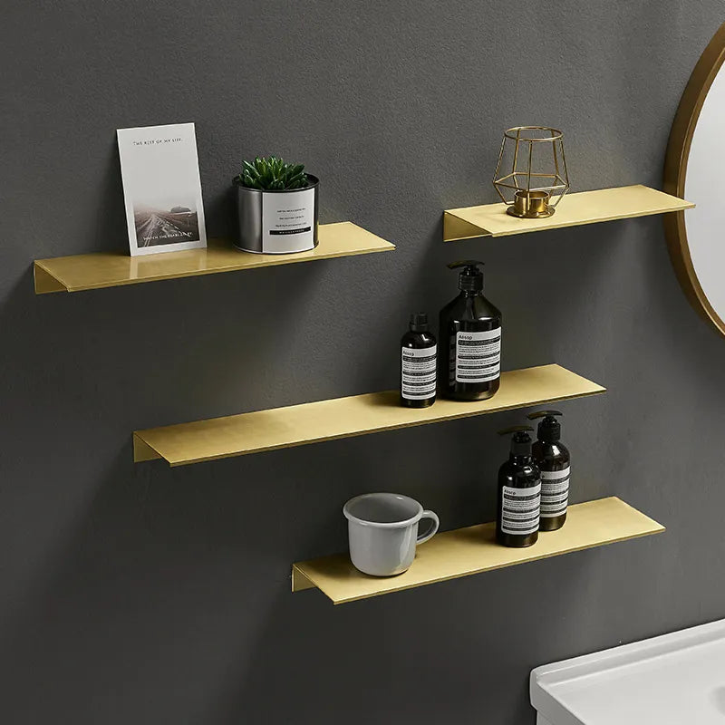 Modern Brushed Gold Bathroom Shelf