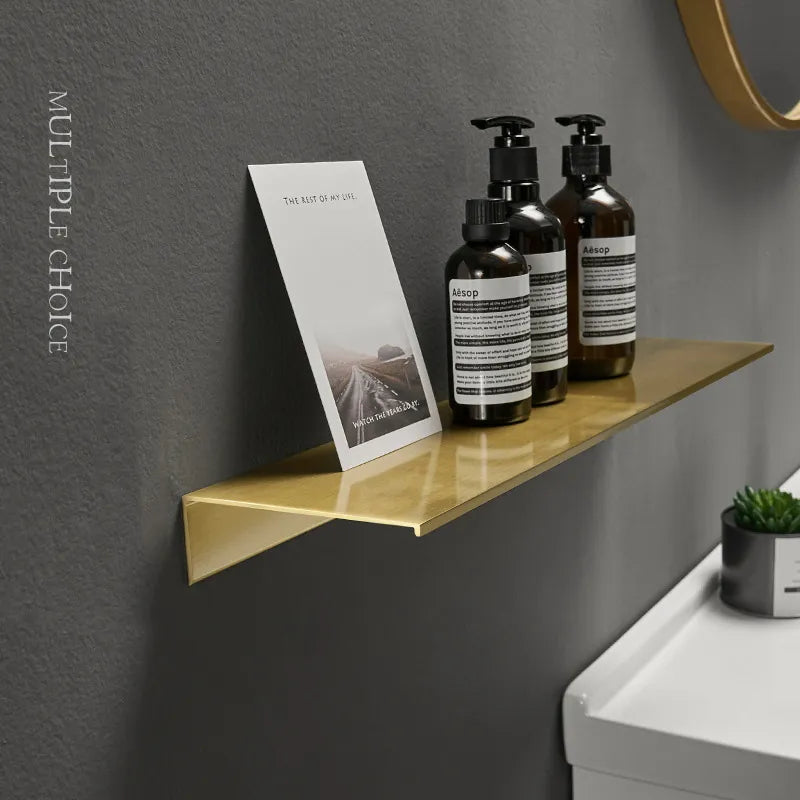 Modern Brushed Gold Bathroom Shelf