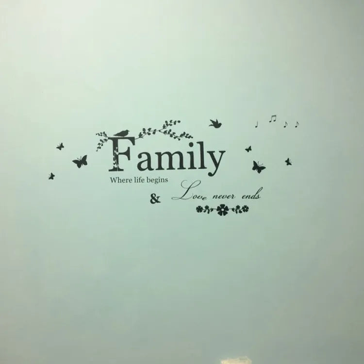 Family Love Never Ends Quote Vinyl Wall Sticker