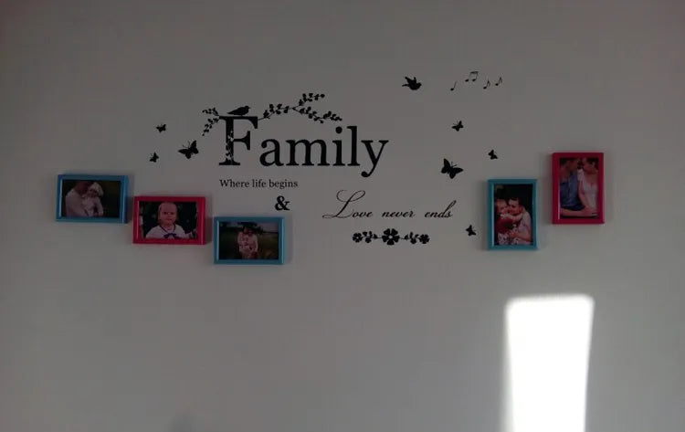 Family Love Never Ends Quote Vinyl Wall Sticker