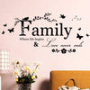 Family Love Never Ends Quote Vinyl Wall Sticker