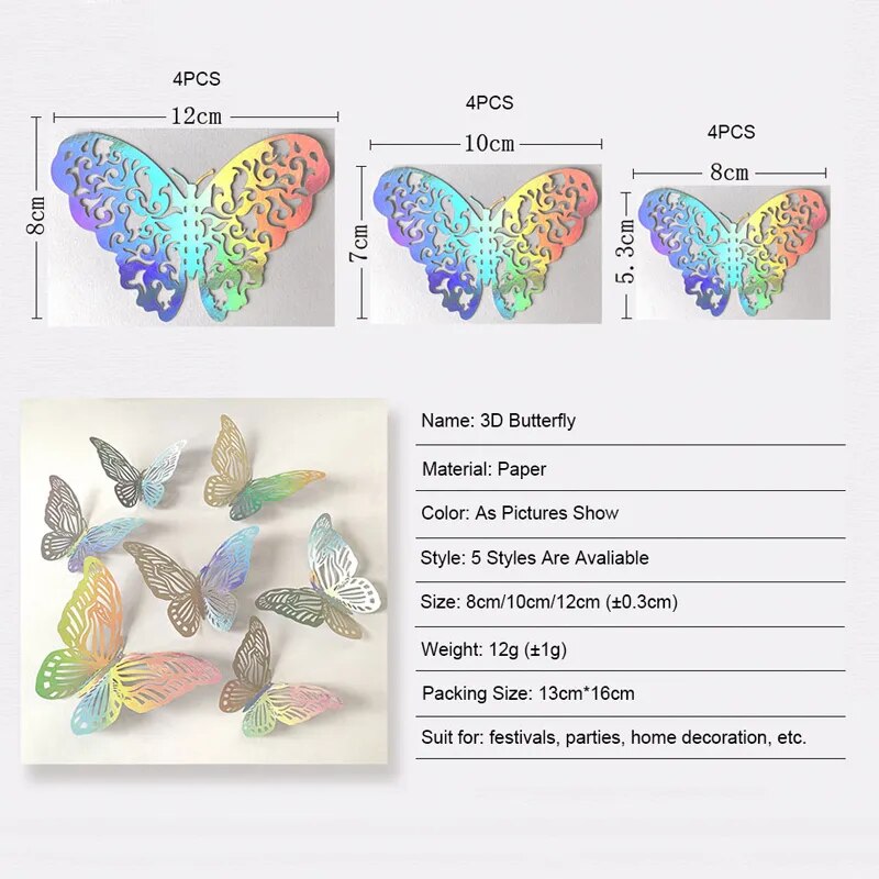 Hollow 3D Butterfly Wall Sticker