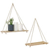 Minimalist Wooden Rope Swing Wall Plant Shelf