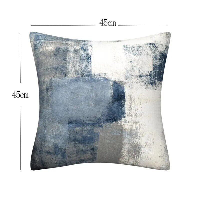 Blue Gray Abstract Pillow Cover