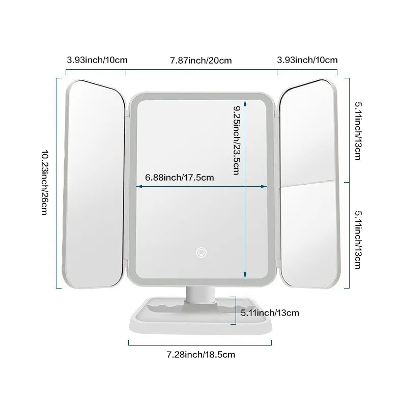 LED Trifold Makeup Mirror