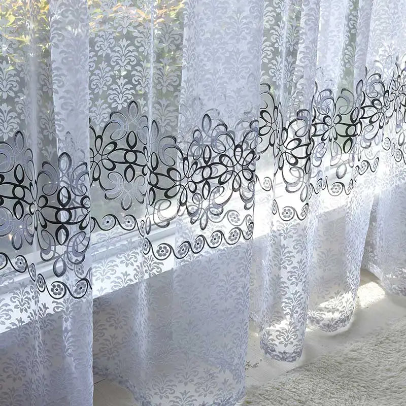 Modern Floral Sheer Tulle Curtains