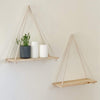 Minimalist Wooden Rope Swing Wall Plant Shelf