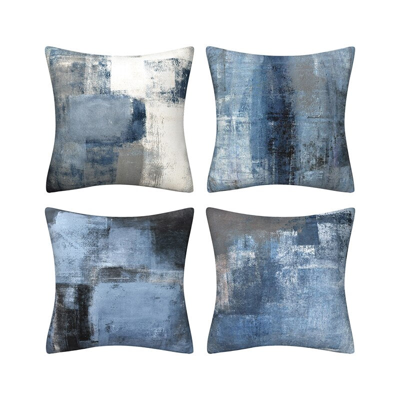 Blue Gray Abstract Pillow Cover