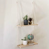 Minimalist Wooden Rope Swing Wall Plant Shelf