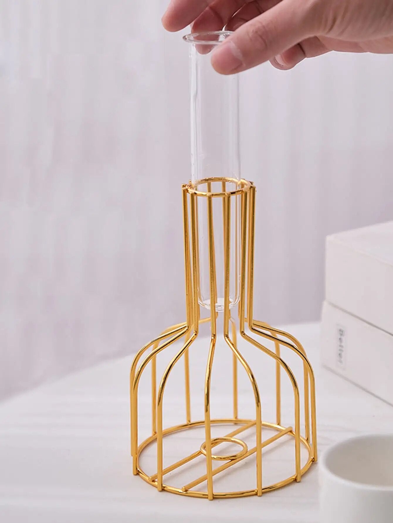 Geometric Gold Iron Metal Vase