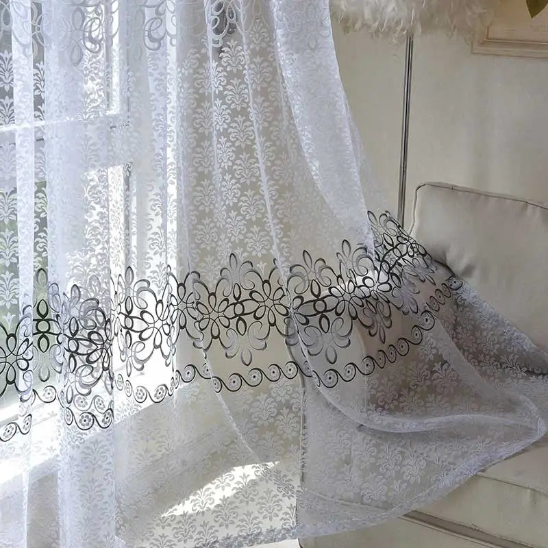 Modern Floral Sheer Tulle Curtains